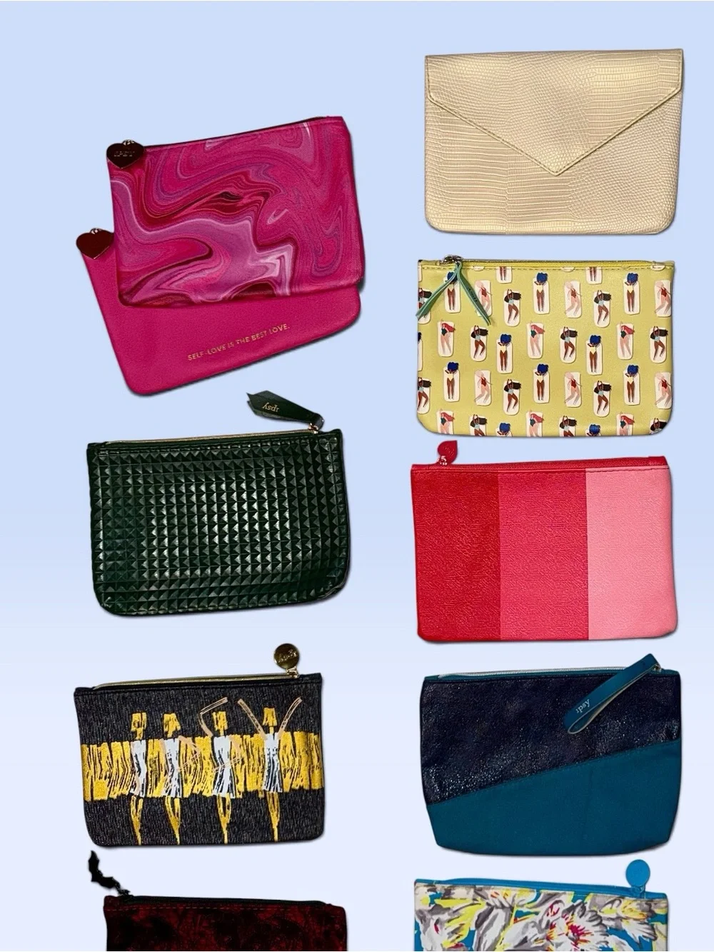 19 piece IPSY Makeup Bag & Cosmetic Pouch Lot Bundle